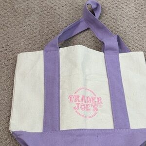 Trader Joe's Purple and Cream Tote Bag